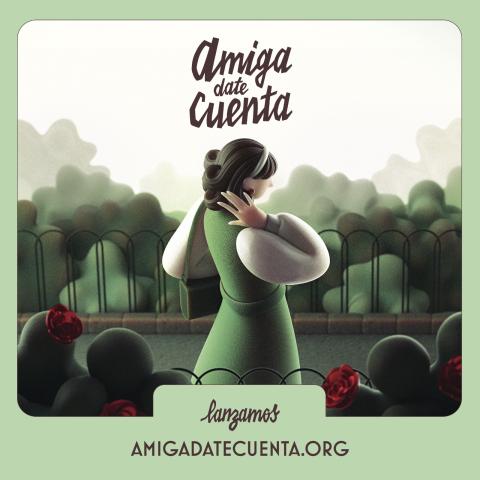 Imagen gráfica del proyecto Amiga, date cuenta, con ilustración de mujer